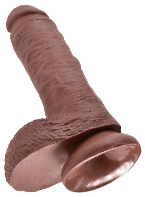 King Cock - Realistyczne Dildo Z Żołędziem Jądrami I Żyłkami 20 CM Ciemny Kolor Skóry