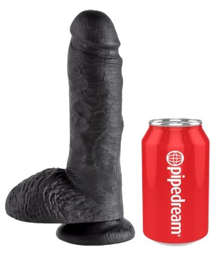 King Cock - Realistyczne Dildo Z Żołędziem Jądrami I Żyłkami 20 CM Czarny