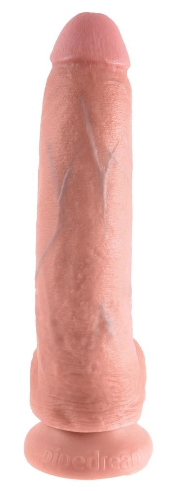 King Cock - Realistyczne Dildo Z Żołędziem Jądrami I Żyłkami 23 CM Jasny Kolor Skóry