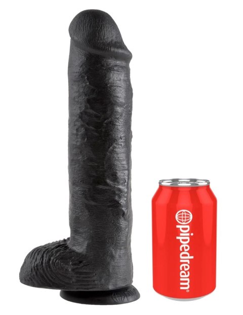 King Cock - Realistyczne Dildo Z Żołędziem Jądrami I Żyłkami 28 CM Czarny