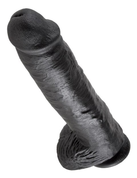 King Cock - Realistyczne Dildo Z Żołędziem Jądrami I Żyłkami 28 CM Czarny