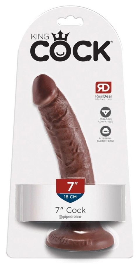 King Cock - Realistyczne Dildo Z Żyłkami I Przyssawką 18 CM Brązowy Kolor Skóry