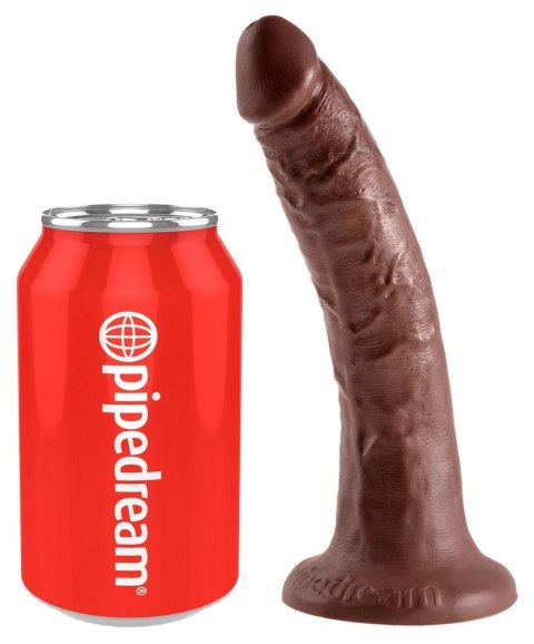 King Cock - Realistyczne Dildo Z Żyłkami I Przyssawką 18 CM Brązowy Kolor Skóry