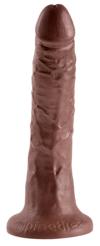 King Cock - Realistyczne Dildo Z Żyłkami I Przyssawką 18 CM Brązowy Kolor Skóry