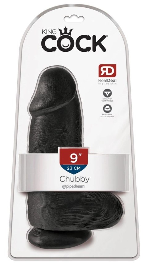 King Cock - Realistyczne Grube Dildo Z Przyssawką 23 CM Czarny