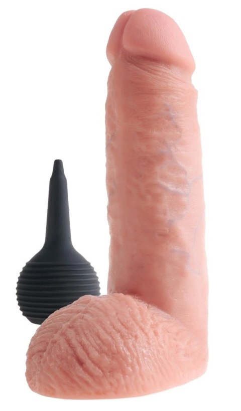 King Cock - Realistyczne Naturalne Dildo Z Wytryskiem 20 CM Jasny Kolor Skóry