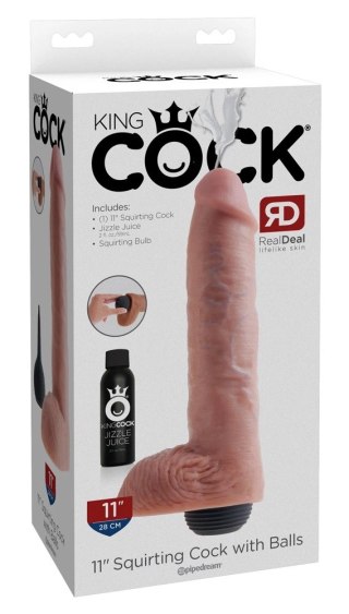 King Cock - Realistyczne Naturalne Dildo Z Wytryskiem 28 CM Jasny Kolor Skóry