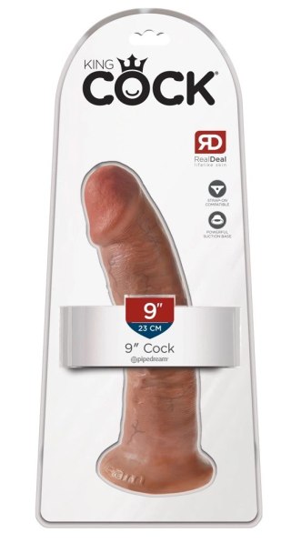 King Cock - Realistyczne Zakrzywione Dildo Z Przyssawką 23 CM Ciemny Kolor Skóry