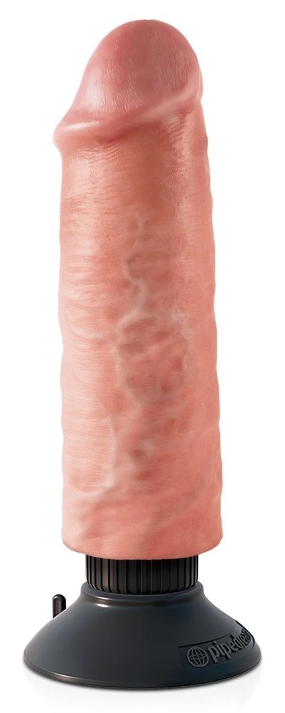 King Cock - Realistyczny Wibrator Jak Naturalny Penis Z Przyssawką 20 CM Jasny Kolor Skóry