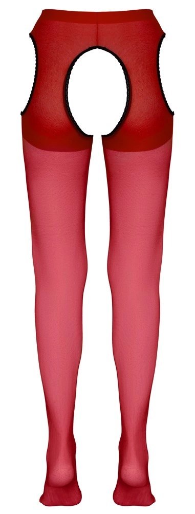 Cottelli LEGWEAR - Czerwone Rajstopy Z Pasem Do Pończoch L/XL