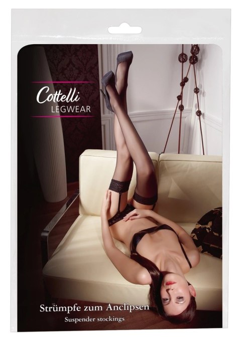 Cottelli LEGWEAR - Klasyczne Czarne Pończochy Z Elegancką Koronką 5