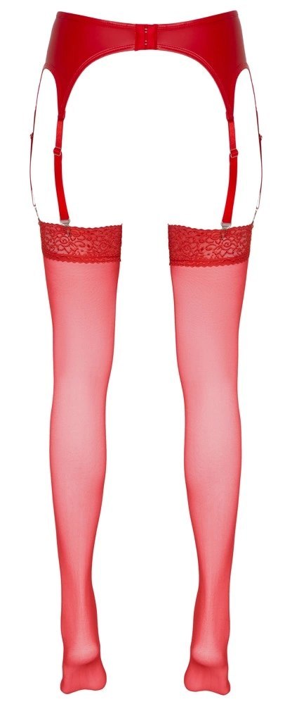 Cottelli LEGWEAR - Klasyczne Czerwone Pończochy Z Elegancką Koronką 3