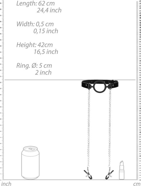 O-Ring Ball Gag z zaciskami na sutki