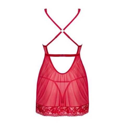 Obsessive - Seksowna Prześwitująca Babydoll I Stringi Czerwone M/L