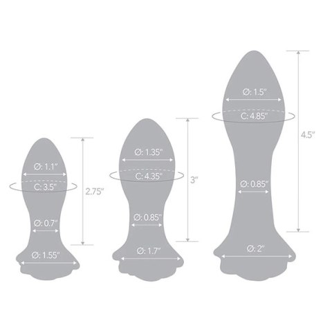Glas - Zestaw Szklanych Zatyczek Analnych Rosebud 3 szt