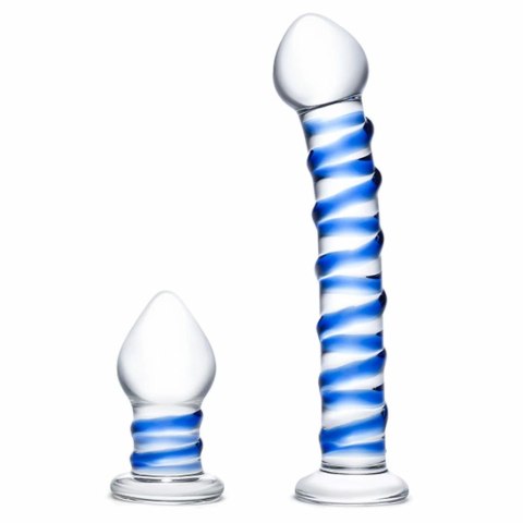 Szklane dildo i plug analny - Glas Double Penetration Set