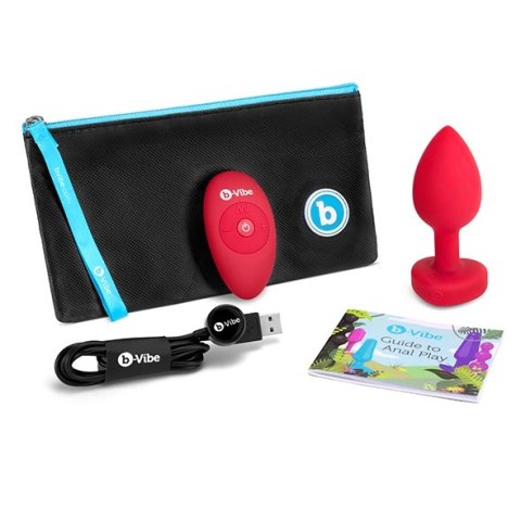 Zdalnie sterowany plug analny - B-Vibe Vibrating Heart Plug M/L Red