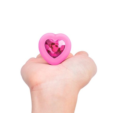 Zdalnie sterowany plug analny - B-Vibe Vibrating Heart Plug S/M Pink