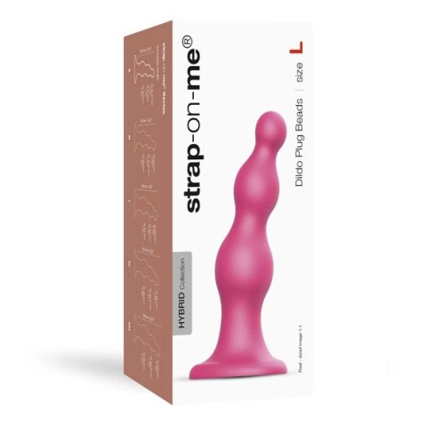 Dildo - Strap-On-Me Dildo Plug Beads Metallic Raspberry Pink L