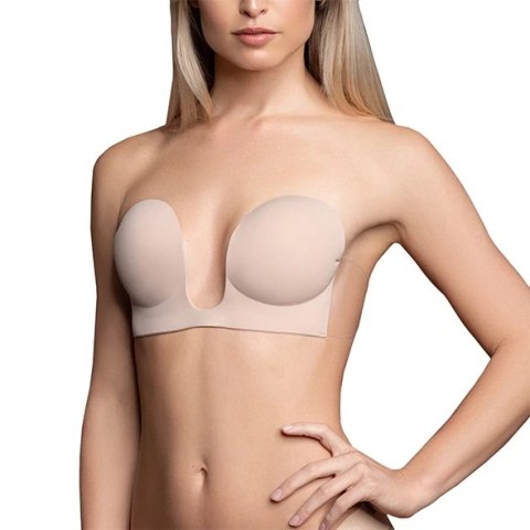 Biustonosz ze skrzydełkami - Bye Bra Seamless U-Style Bra Miseczka A Nude