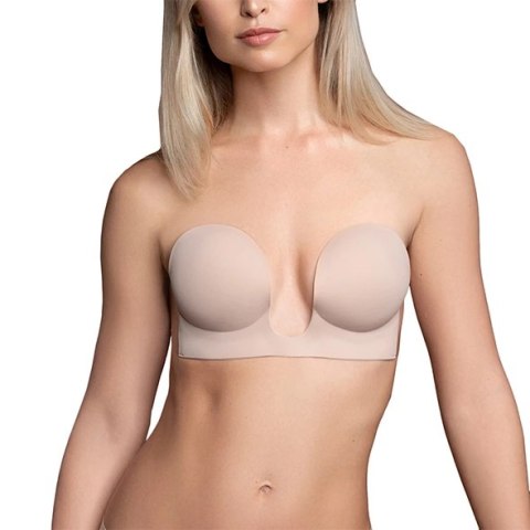 Biustonosz ze skrzydełkami - Bye Bra Seamless U-Style Bra Miseczka A Nude