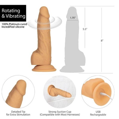 Wibrator - Naked Addiction Rotating & Vibrating Dong with Remote 20 cm Caramel