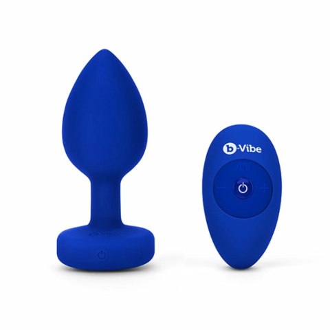 Zdalnie sterowany plug analny - B-Vibe Vibrating Jewel Plug L/XL Navy