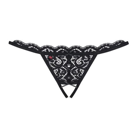 Stringi z otwartym krokiem - Obsessive 831 Crotchless Thong Black S/M