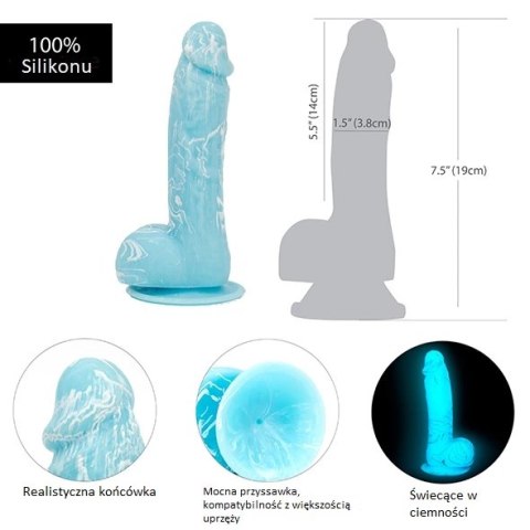 Dildo - Addiction Luke Dong 19 cm Glow in the Dark Blue