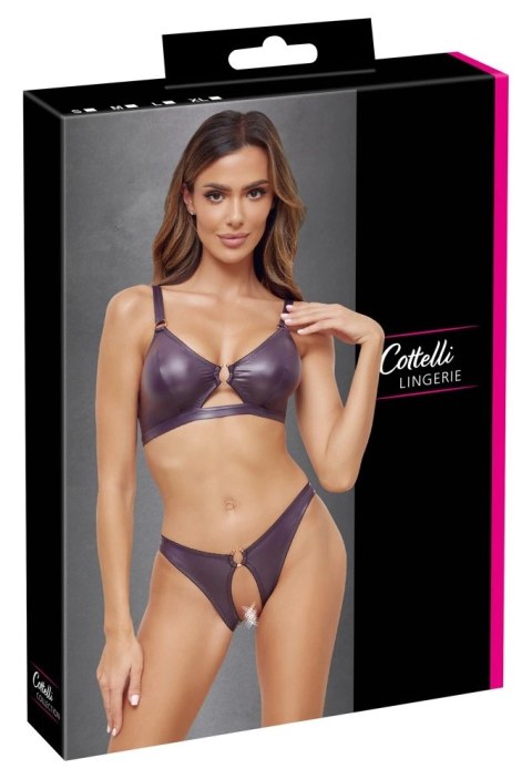 Cottelli LINGERIE - Seksowny Miękki Biustonosz I Otwarte Majteczki Fioletowe XL