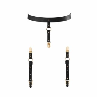 Pas na talię i paski do podwiązek - Bijoux Indiscrets Maze Suspender Belt Black