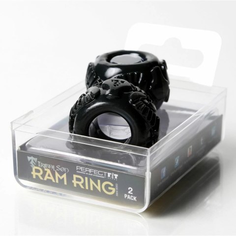 Pierścień na penisa - Perfect Fit Ram Ring Kit Double Black Dwupak