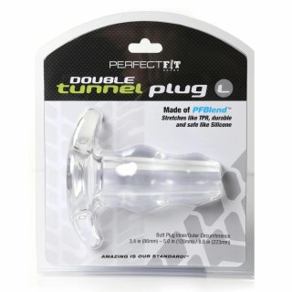 Plug analny podwójny tunel - Perfect Fit Double Tunnel Plug Large Clear Przezroczysty Duży