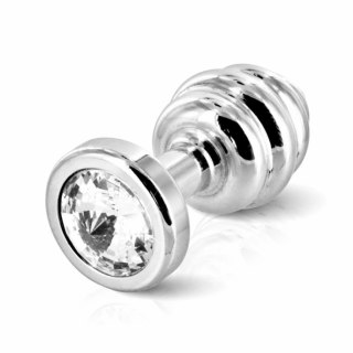 Plug analny zdobiony - Diogol Ano Butt Plug Ribbed Silver Plated 25 mm