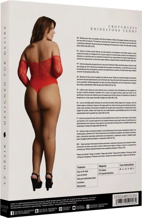 Le desir - Body z rękawami 3/4 z otwartym kroczem Plus Size