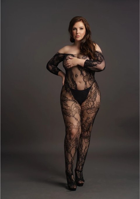 Le desir - Koronkowe bodystocking z otwartym kroczem Plus Size