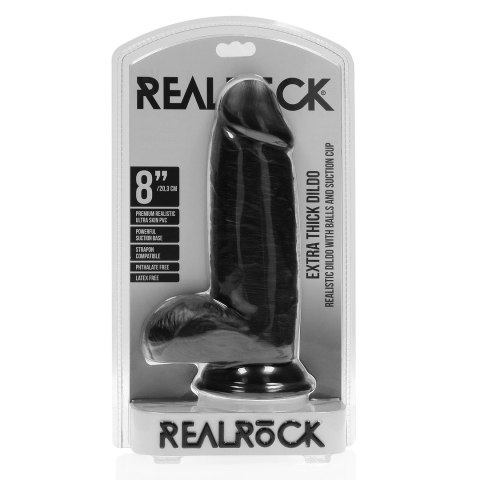 RealRock - Extra cienkie realistyczne dildo z jądrami 20,3 cm