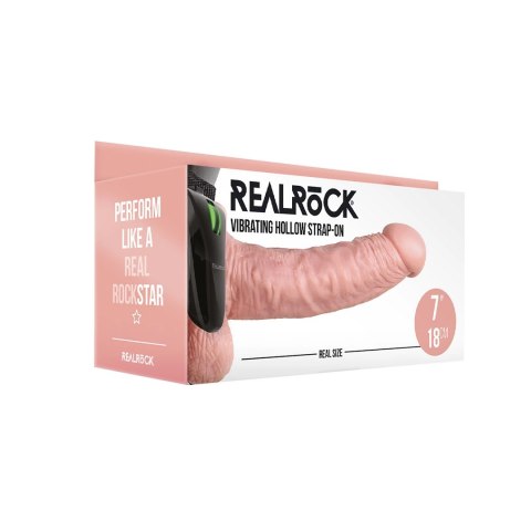 RealRock - Dildo wibrujące StrapOn z jądrami 18 cm