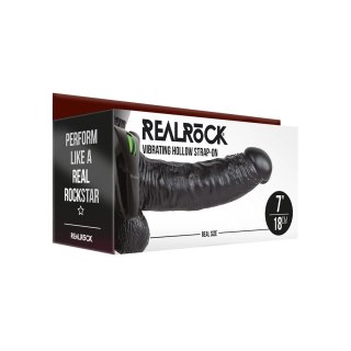 RealRock - Dildo wibrujące StrapOn z jądrami 18 cm