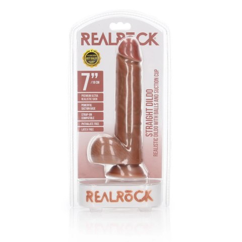 RealRock - Proste realistyczne dildo z jądrami i przyssawką 18 cm