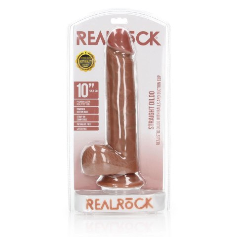 RealRock - Proste realistyczne dildo z jądrami i przyssawką 25,5 cm