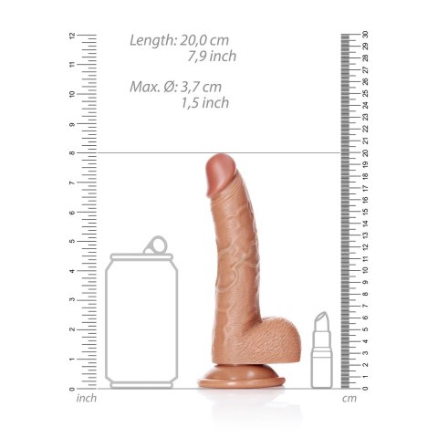 RealRock - Zakrzywione realistyczne dildo z jądrami i przyssawką 18 cm