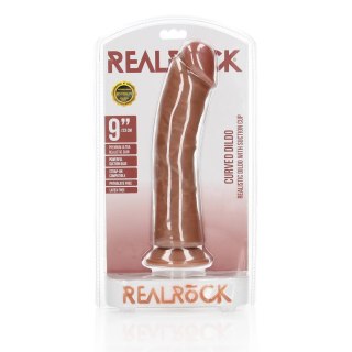 RealRock - Zakrzywione realistyczne dildo z jądrami i przyssawką 23 cm