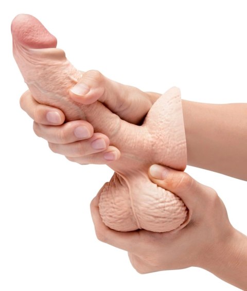 B-Vibe - Realistyczne Dildo Z Jądrami I Przyssawką Slipskin 15,4 cm Girthy Cielisty