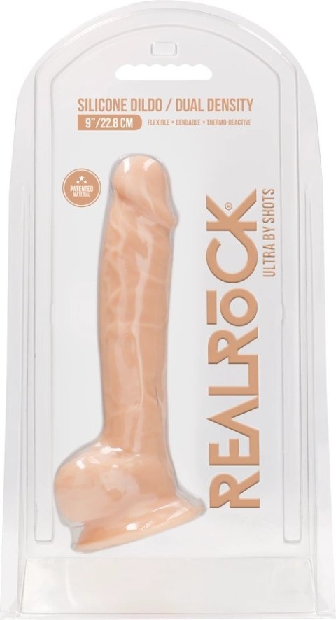 RealRock - Silikonowe dildo z jądrami 23 cm