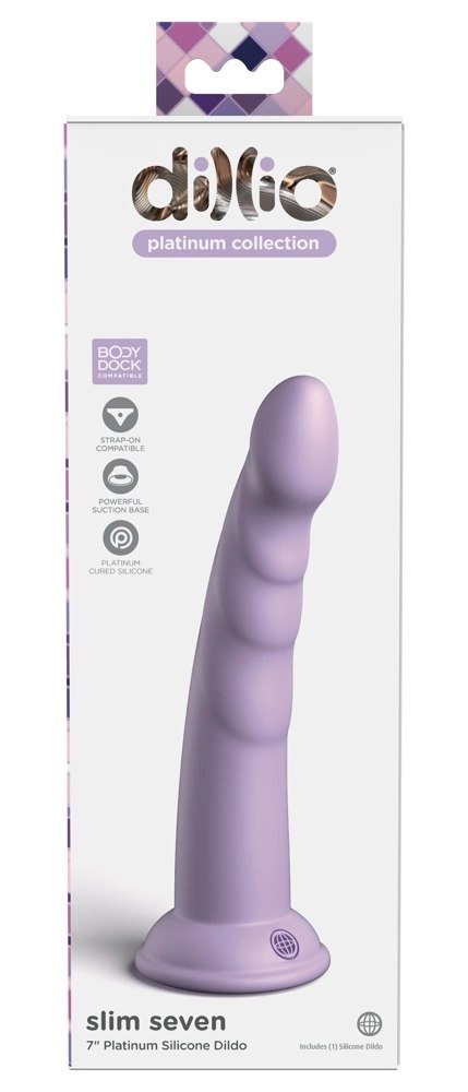 Dillio Platinum - Dildo Z Rowkami Stymulującymi I Żołędziem 19,7 cm Slim Seven Fioletowe