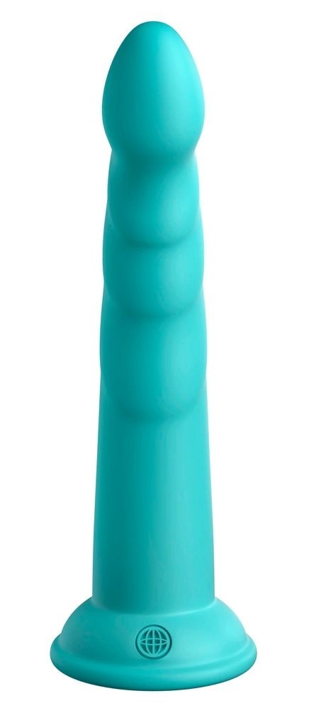 Dillio Platinum - Dildo Z Rowkami Stymulującymi I Żołędziem 19,7 cm Slim Seven Turkusowe