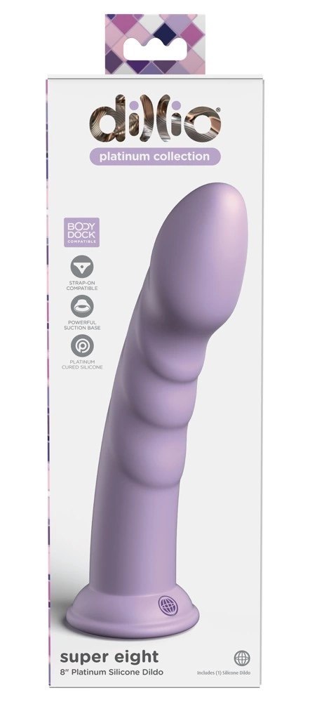 Dillio Platinum - Dildo Z Rowkami Stymulującymi I Żołędziem 21 cm Super Fioletowe