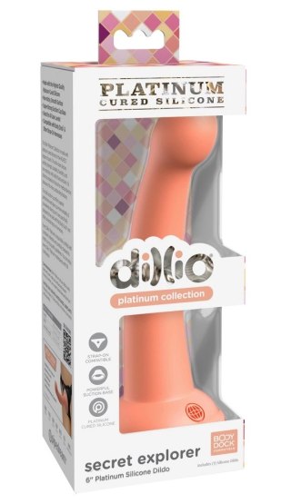 Dillio Platinum - Silikonowe Dildo Z Okrągłą Końcówką Secret Explorer 17,2 cm Pomarańczowe