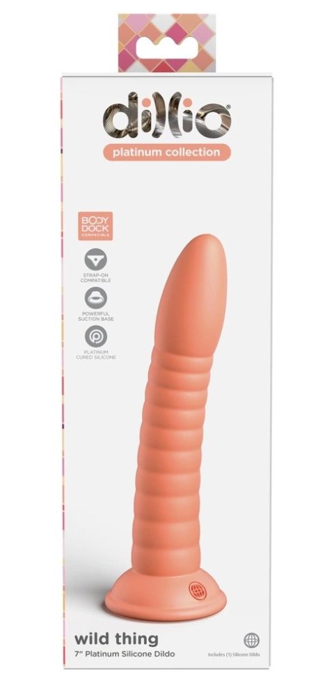 Dillio Platinum - Silikonowe Zakrzywione Dildo Z Rowkami 19,7 cm Wild Thing Pomarańczowe